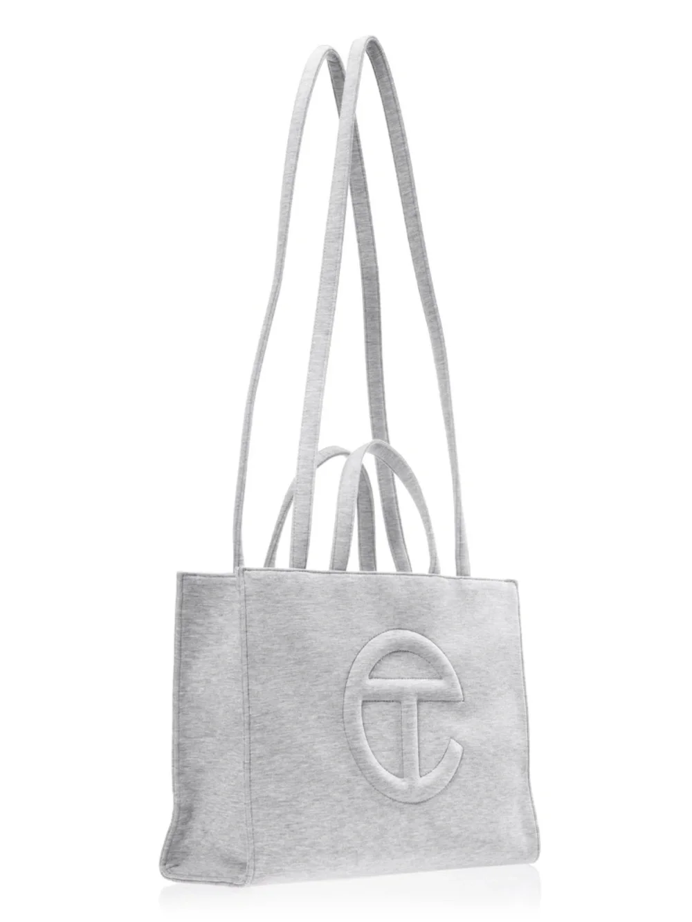UGG X Telfar Classic Gray Fleece medium Tote /shoulder Bag Features iconic logo